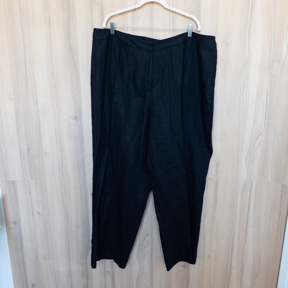 Jones New York Women Linen Pants 24W Black Trousers Coastal Quiet Luxury Classic - Picture 2 of 8